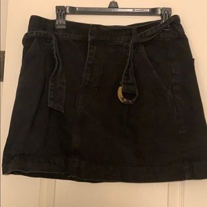 Free People Black Denim Mini Skirt